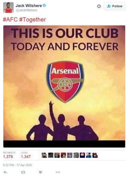 jack wilshere holy trinity tweet