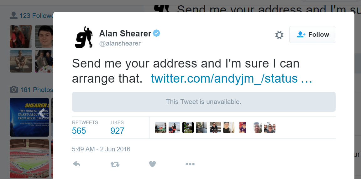 Alan Shearer ebola twitter