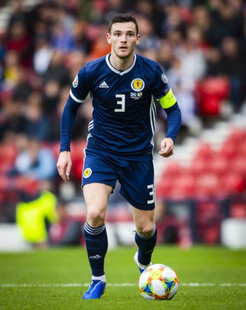Andy Robertson will look to lead Scotland to victory 