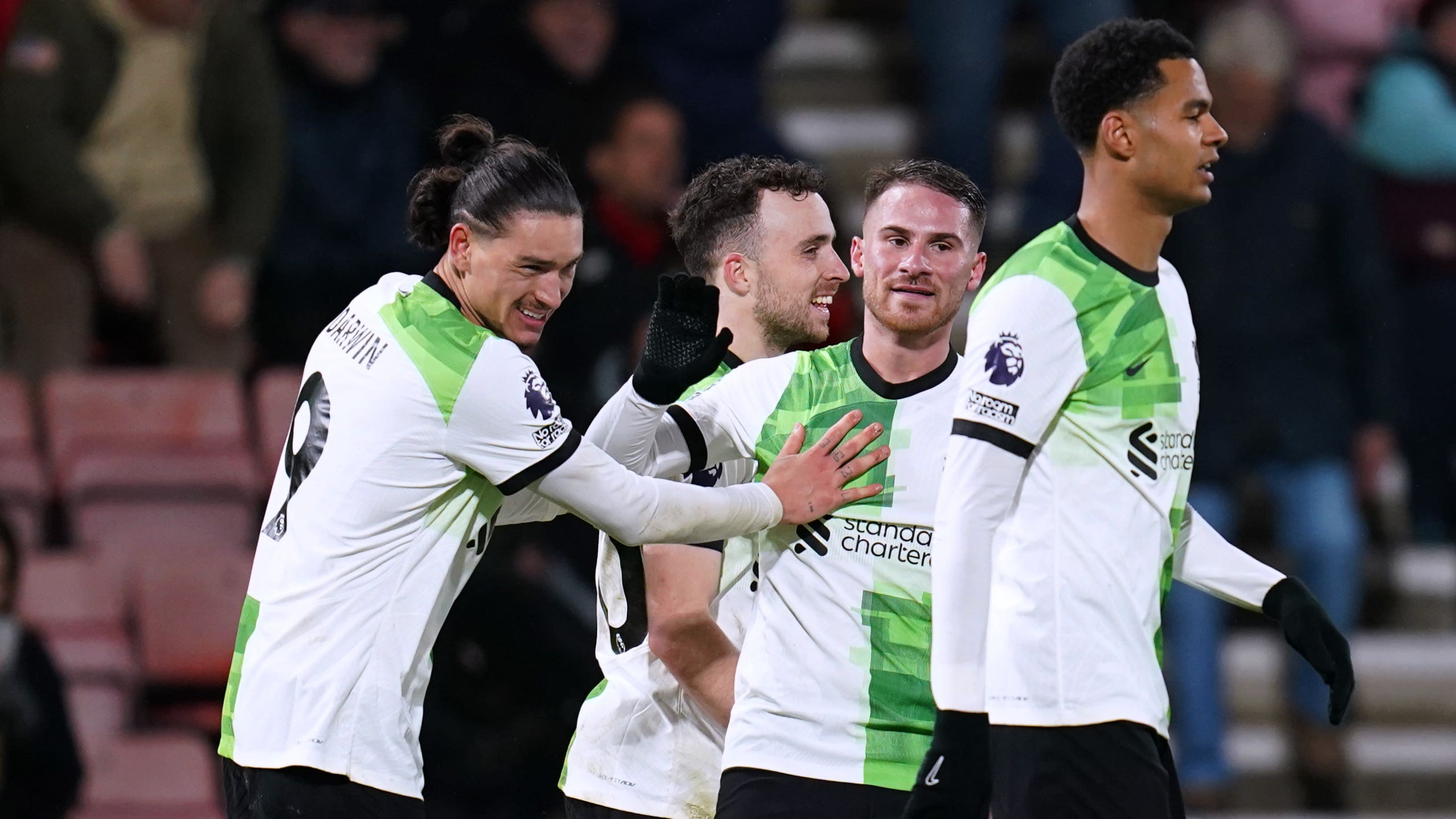 Darwin Nunez and Diogo Jota doubles send Liverpool five points clear at the top
