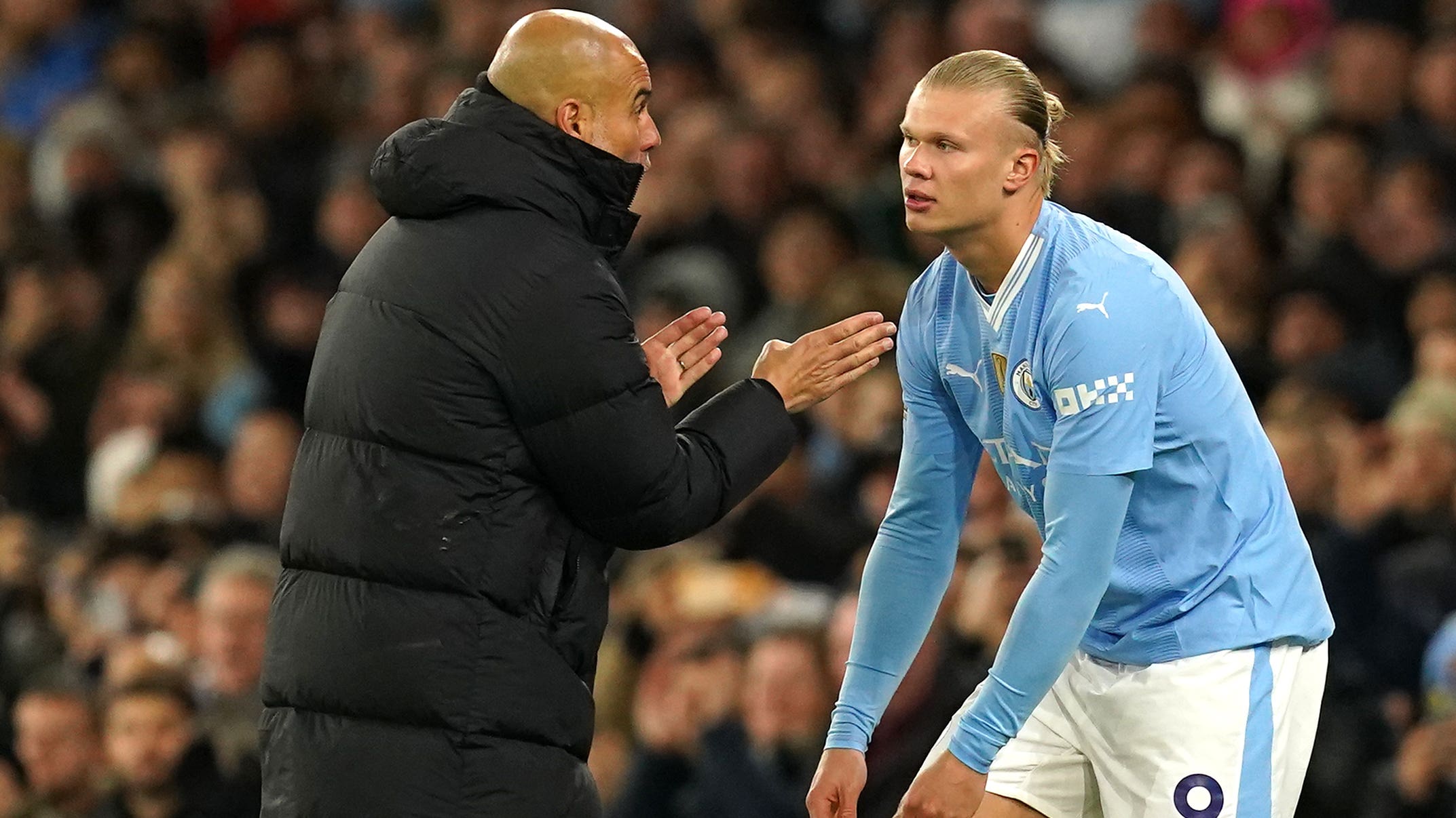 Manchester City boss Pep Guardiola urges Erling Haaland to relax