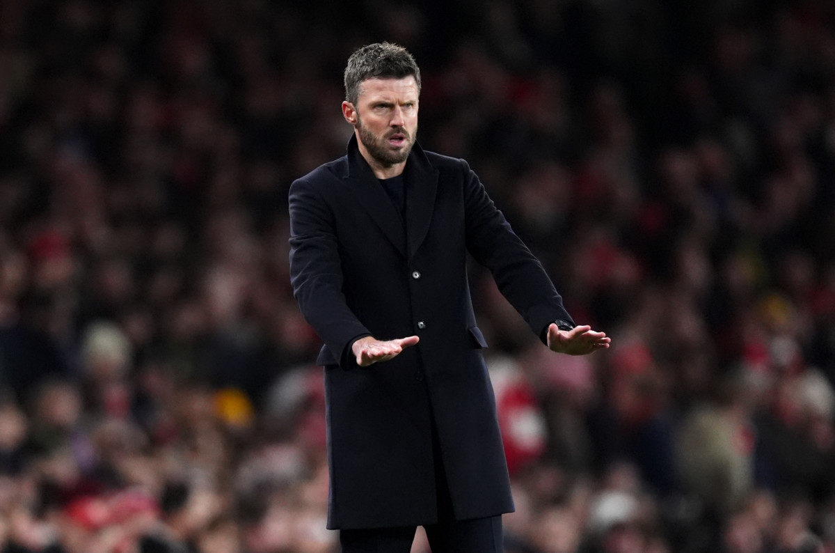 Michael Carrick pictured on the touchline during Manchester United's match at Arsenal
